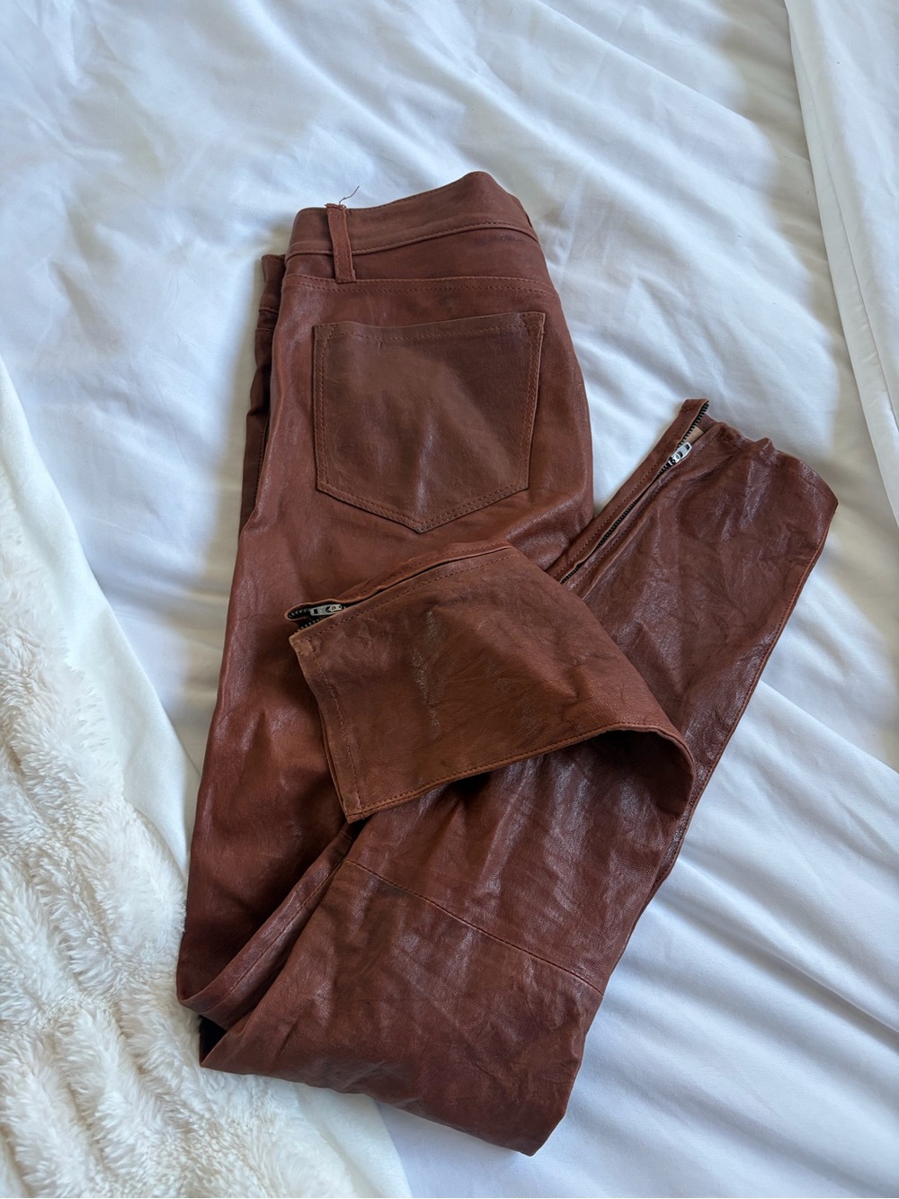 J Brand Women’s Rust Brown Leather Skinny Jeans